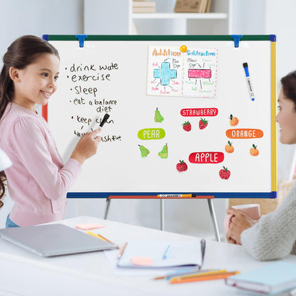 Dry Erase Board with Stand Magnetic Whiteboard for Kids Easel Flipchart Board for Classroom Easel White Board with Stands Teacher Easel, Colorful Frame,36x24 inches