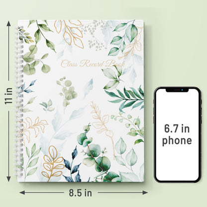 SUNEE Teacher Class Record Book for 9-10 weeks, 36 Names, 8.5x11 Inch, 104 Pages (52 Sheets), 100gsm Thick Paper, Larger Grade Recording up to 36 Students with Water-Resistant Plastic Cover,Full Leaf
