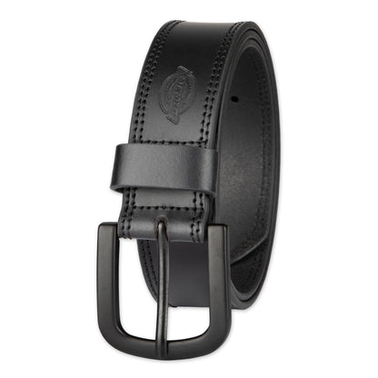 Dickies mens 100% Leather Jeans With Stitch Design and Prong Buckle Belt, Black, 42 Waist 40 US