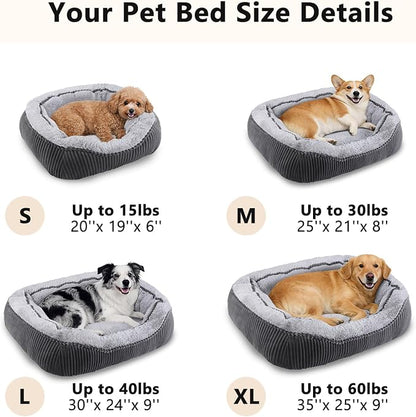 Washable Dog Beds for Medium Dogs, Rectangle Medium Large Sized Dog Bed, Soft Breathable Big Dog Pet Bed, Durable Calming Orthopedic Pet Bed with Anti-Slip Bottom, L(30"x24"x9")