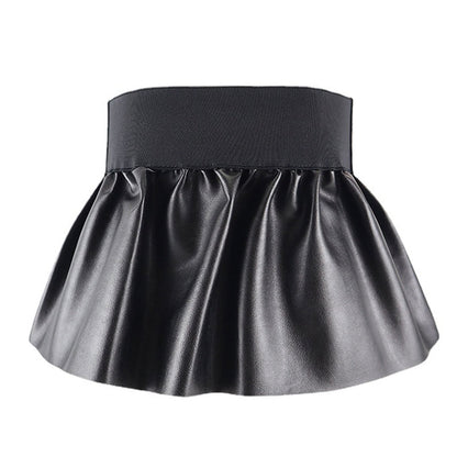 U Scinan Women's Dress Belt PU Leather Pleated Fashion Stretchy Peplum Cinch Belt Skirt Style Elastic Wide Waistband
