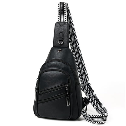 Leresas 7L Crossboydy Sling Bag for Women Vegan Leather Crossbody Purse Fanny Pack Chest Bag for Travel,Black