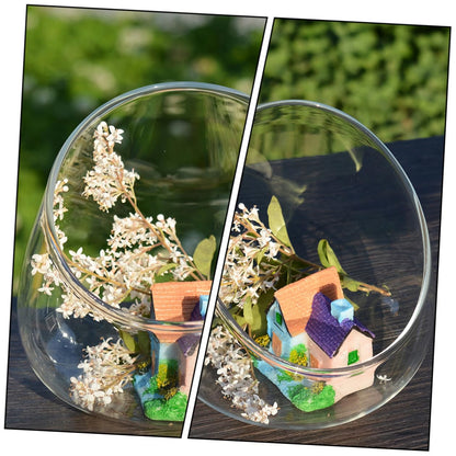 Healeved 3pcs Slant Cut Glass Bottle Micro Landscape Succulent Vase Set, Ecological Desk Terrarium Decoration for Home and Office