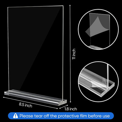 6 Pack Acrylic Sign Stands 8.5 x 11, Clear Double Side T Shape Acrylic Table Signs for Displaying, Flyer Holder Paper Card Holder for Office Business Store Mall Restaurants