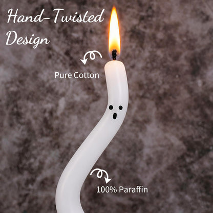 FYSUIMU 5 Pcs Halloween Ghost Taper Candles Funny Ghost Expression Twisted Wax Candles Decoration for Home Indoor Trick or Treat Party Table Supplies