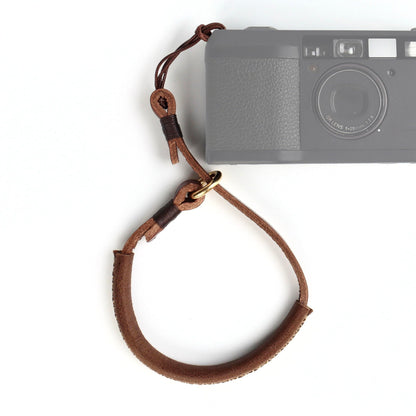 SNLxStudioz Leather Camera Wrist Strap - Handmade Top-Grain Hand Strap for Ricoh GR III/IIIx, Fuji X100VI/V, Sony RX100 VII - Thin Vintage Film Camera Cuff for Street Photography