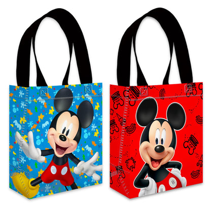 Mickey Mouse Party Favor Bags Set – 12 Pack of 8" Mickey Mouse Party Goodie Bags for Kids Bulk Reusable Mini Totes | Disney Birthday Party Supplies