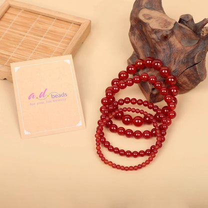 AD Beads Handmade Gemstone Stretch Elastic Bracelet Crystal Healing Reiki Nature's Beauty and Spiritual Essence Unisex (8mm, Carnelian (Life Enjoyment))