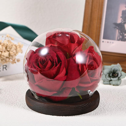 M METERXITY Cloche Glass Dome, D4.7In Ball Jar with Wooden Base for DIY Snow Globes/Small Plants/Flowers/Candles/Models/Souvenirs, Glass Display Case [White]