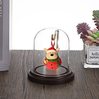 JUXYES 2 Pack Clear Watch Glass Display Dome Cloche With Hook, Dome Cloche with Hook with Wooden Base, Glass Dome Cloche Bell Terrarium Jar Cloche Bell Jar Display for Watch Ornaments
