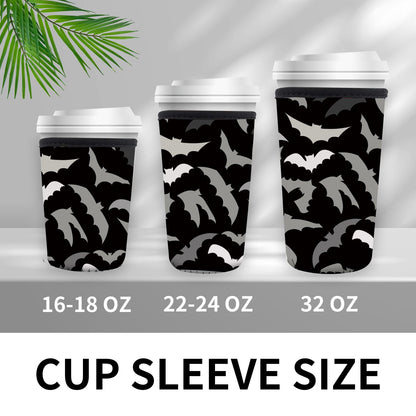 DAORJWL 3 Pack Reusable Insulated Neoprene Sleeve for Iced & Hot Drinks, Cute Durable Iced Coffee Cup Sleeve, Beverage Holder for Iced Coffee Cute Blck Bats