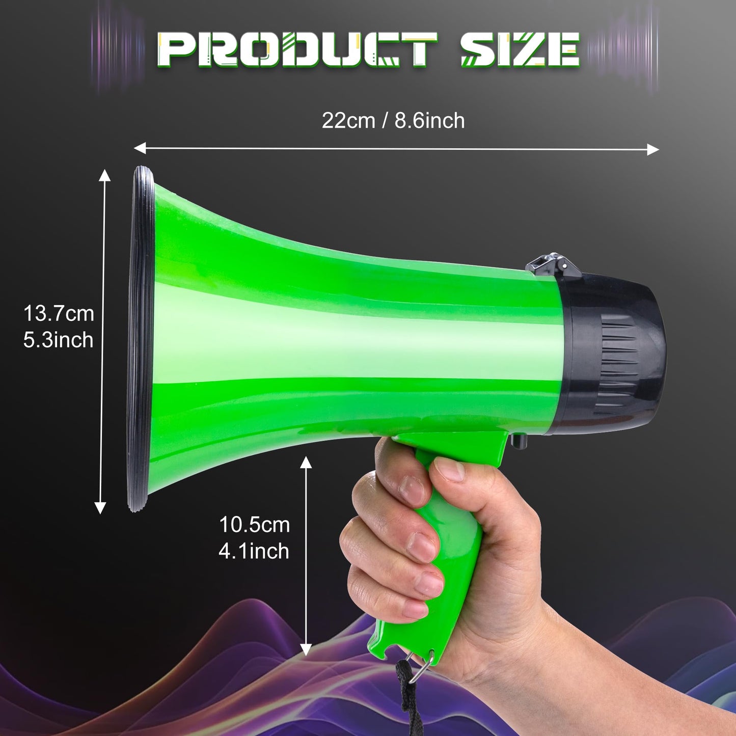 MyMealivos 20W Megaphone Bullhorn, Built in Siren & 240s Recording, 5.4"×8.6" Portable Megaphone with Volume Control Cover Up to 300 feet+ for Indoor and Outdoor Activities(Green)