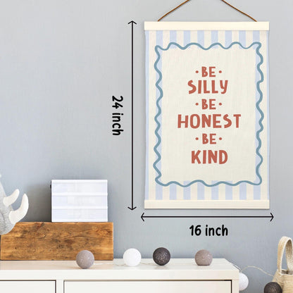 LKETW Inspirational Kids Room Poster Hanger Frame 12x16 Inch, Be Silly Honest Kind Positive Wall Art Posters for Classroom, Motivational Hanging Banner Decor for Kids Nursery Room Bedroom Playroom