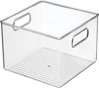 iDesign Pantry Storage Bin with Handles | Clear, For Kitchen Cabinets or Fridge, Made in USA