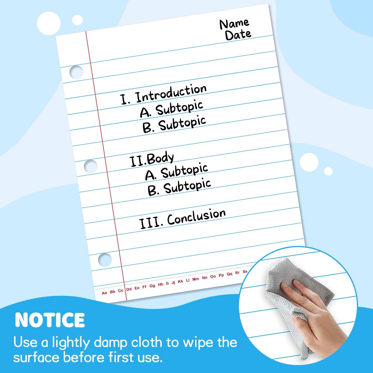PraxiKidy Giant Magnetic Notebook Paper,Dry Erase Handwriting Lined White Board Paper Teaching Supplies Chart Paper for Teacher Essentials Homeschool Elementary Classroom Must Haves, 21.7”x 17"