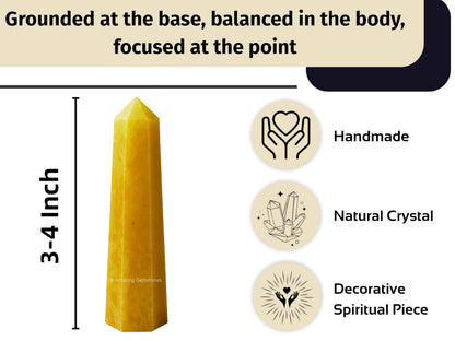 Amazing Gemstone Yellow Aventurine Crystal Towers - Natural Healing Crystal Point Obelisk for Reiki Healing and Crystal Grid (3" to 4" INCH)