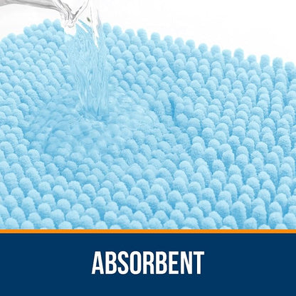 OLANLY Large Bathroom Rugs 40x24, Extra Soft Absorbent Chenille Bath Rugs, Rubber Backing Quick Dry, Machine Washable Bath Mats for Bathroom Floor, Tub and Shower, Home Decor Accessories, Sky Blue