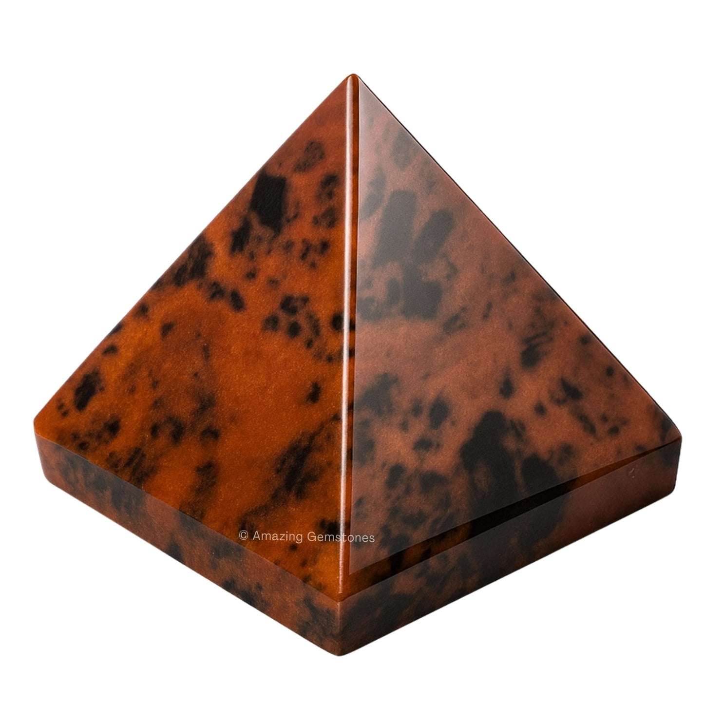 Amazing Gemstone Mahogany Obsidian Pyramid Crystal Healing Stones - 1" Great Pyramid Figurine of Natural Stone Pyramid for Meditation, Reiki, Chakra Balancing and Crystal Pyramids Grid