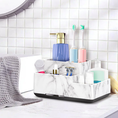 Toothbrush Holder,Bathroom Organizer Countertop, 5 Compartments Multifunctional Storage for Cosmetic, Makeup, Office Stationery Pencil,Toothpaste, Toothbrush,Ideal Gift for Home, Office