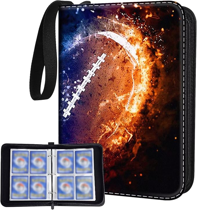 Football Card Binder Holder 480 Pockets with 60 Removable Sleeves, Portable Sports Trading Cards Binder Album Collector Organizer Protectors with Zipper,Waterproof