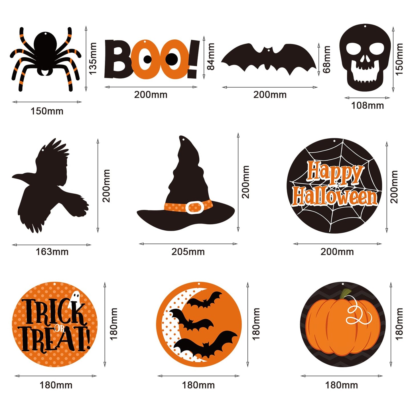 Blulu 50 Pcs Halloween Ceiling Decorations Halloween Hanging Swirl Witch Bat Boo Pumpkin and Spider Trick Foil Swirl Hanging Decorations Streamers Ceiling for Home Indoor Outdoor Party Office