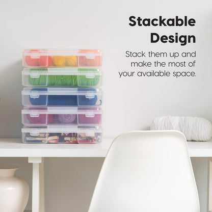 IRIS USA Board Game Storage Containers, 6-Pack |Made in USA| Organizers with Built-In Handle & Snap-Tight Lid for Puzzles, Scrapbook, and Fits 8.5" x 11" or A4 Papers, Thick - Clear