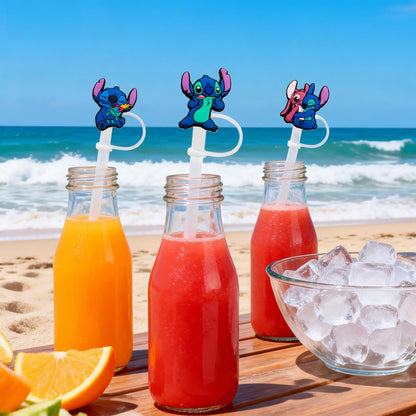 Cartoon Straw Covers Cap for Tumblers Cup, 20Pcs 10mm Diameter Straw Covers, Straw Tip Covers for Drinking Straws, Dust-Proof Reusable Straw Covers Accessories
