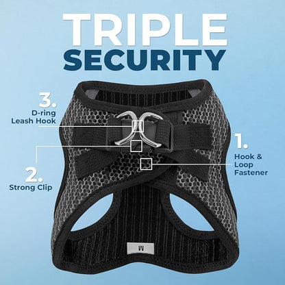 Best Pet Supplies Voyager Step-in Air All Weather Mesh Harness and Reflective Dog 5ft Leash Combo with Neoprene Handle, for Small, Medium and Large Breed Puppies - Set (Gray 2-Tone), X-Small