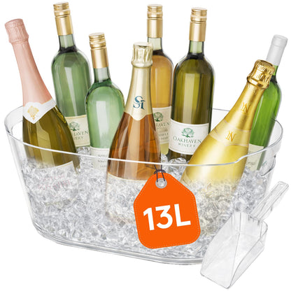 Lifewit 13L Ice Bucket for Parties, Large Beverage Tub with Scoop, Drink Cooler for Dirty Soda Bar, Portable Champagne/Wine/Beer/Juice Table Chiller for Outdoor Bar & Mimosa Bar Supplies