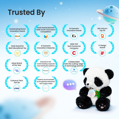 Smart AI Plush Toy Panda, Interactive Stuffed Animal for 3+ Kids, Screen-Free Educational Emo Robot with Advanced AI, APP with 16 Characters, Unique Gifts for Girls & Boys.Bedtime Companion