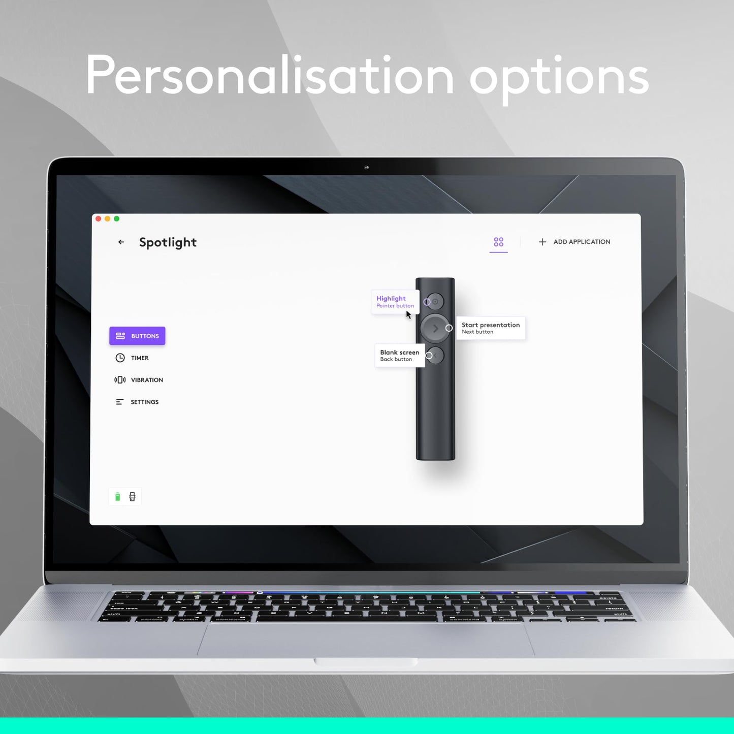 Logitech Spotlight Presentation Remote - Universal Wireless Presentation Clicker with Laser Pointer, Advanced Digital Highlighting, Bluetooth, 30 m Range and Quick Charging - Black