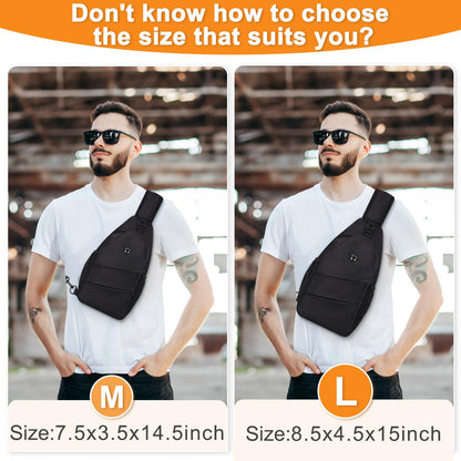 Pritent Crossbody Bags for Women Men Trendy Sling Bag Bakpack Casual Chest Bag with Convertible Shoulder Strap Travel Cross Body Bag for Hiking Traveling Outdoors(Black)