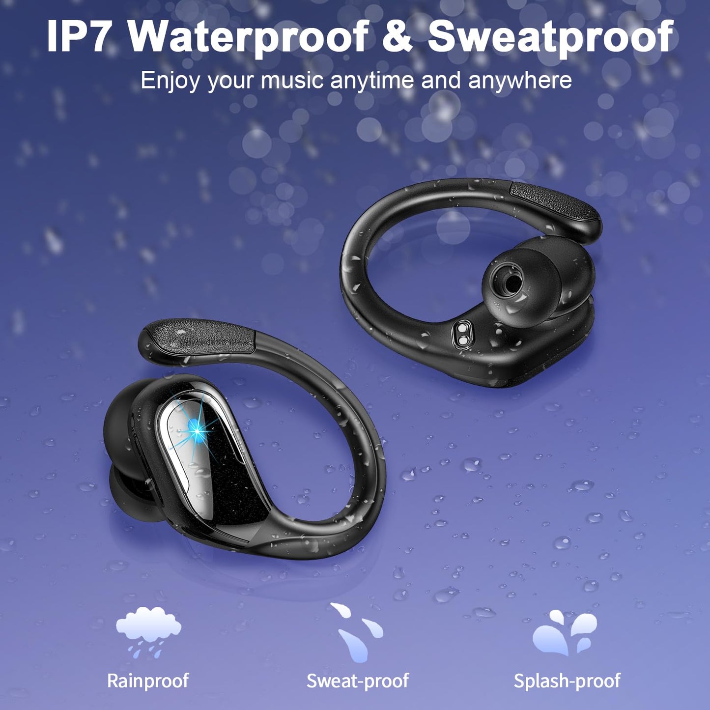 Ltinist Wireless Earbuds, 75hrs Bluetooth 5.4 Headphone Sport, 2025 Bluetooth Earbuds Deep Bass Over Ear Buds with Earhooks, ENC Noise Cancelling Earphone Mic, IPX8 Waterproof for Workout/Running/Gym