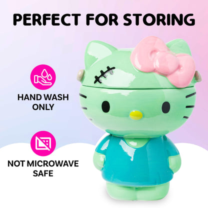 Silver Buffalo Sanrio Hello Kitty Frankenstein Sculpted Ceramic Cookie Jar, 7” x 5.75” x 9.75”