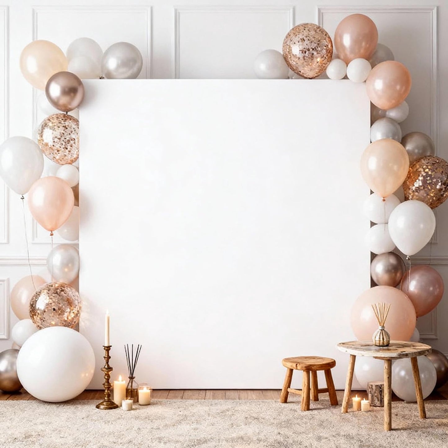 6.6FT x 6.6FT White Square Backdrop Cover for Party Decorations