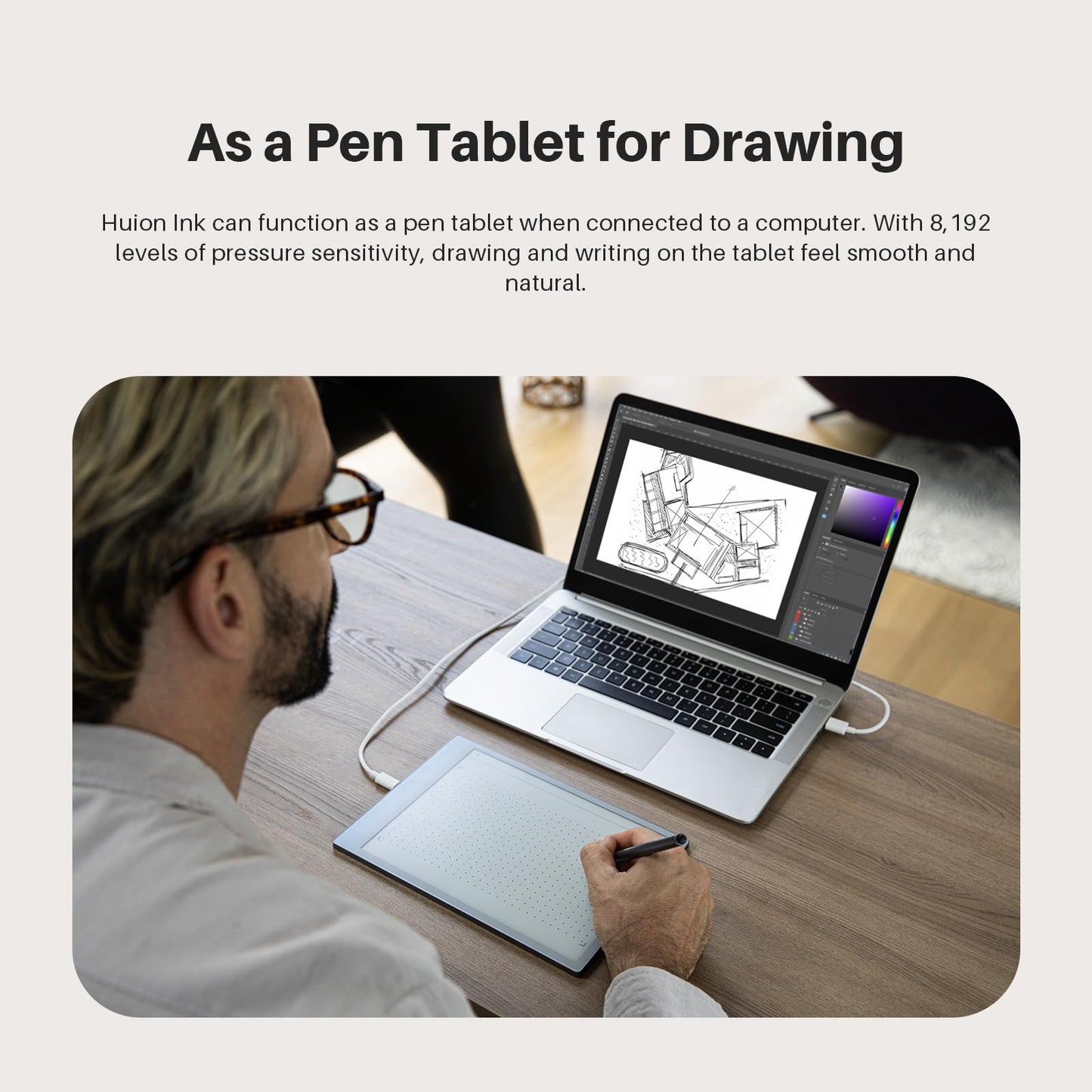 Huion Ink EB1011 E Ink Tablet 10.3" Digital Notebook with Dual Front Light Full- Laminated Anti-Glare Glass Battery-Free Pen 8192 Pressure Handwritten-to-Text for Reading, Writing & Note-Taking