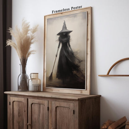 Dthllay Dark Gothic Witch Wall Art Canvas Vintage Rustic Poster, 16x24inch No Frame