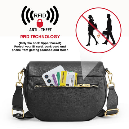 Kattee Crossbody Bag Bum Bags for Women, Leather Fanny Packs Belt Bag, Spacious Sling Purses for Women with RFID Blocking, Black