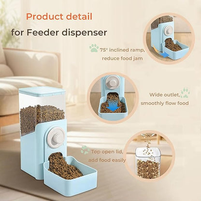Auto Gravity Food Dispenser for Cage Hanging, 41OZ Capacity Hanging Automatic Pet Cage Feeder, Food Bowl for Cats Dogs Rabbit Ferret Chinchilla Bird Hedgehog Guinea Pig (Light Blue)