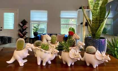 zmgmsmh Ceramic Succulent Plant Pot Cactus Plant Pot Flower Pot Container Planter with Drainage Hole Home Office Desk Garden Gift Idea Animal Shaped Flower Pot Cute Vase Pot (4pcs Dinosaur)