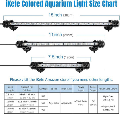 7.5" Timer Color Changing LED Fish Tank Aquarium Submersible Light with Remote/Colored Aquarium LED Tank Lights Fixture for Underwater Decorations, Plant Grow, Saltwater Freshwater Fish, KT6007