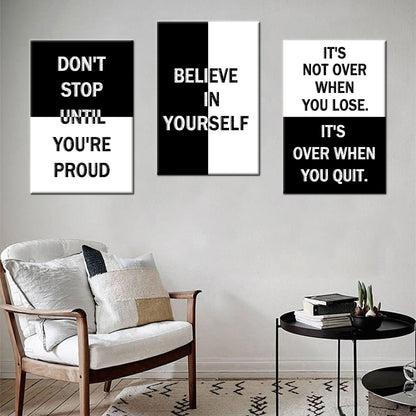 Motivational Canvas Wall Art Poster Painting 3 Piece Inspirational Entrepreneur Quotes Positive Picture Print Wall Decor for Modern Home Bedroom Office Artwork Stretched and Framed [48''Wx24''H]
