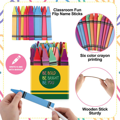 Junkin 72 Pcs Back to School Flip Name Sticks with Box for Classroom Crayon Talking Flip Sticks Teacher Student Management Grouping Counting Tool Classroom Essentials Educational Supplies Group Tasks