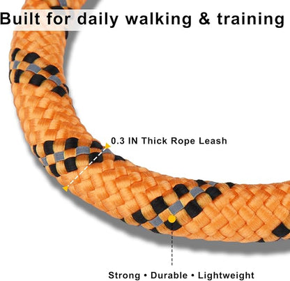 Dog Leash and Collar Set – 6 FT Strong Rope Leash with Padded Handle & Adjustable Nylon Collar Reflective for Small Medium Large Dogs (Orange, S)