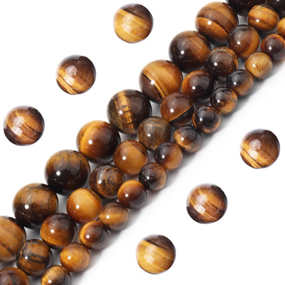 Siomia 45pcs 8mm Natural Yellow Tiger Eye Gemstone Beads Energy Healing Crystal Round Loose Stone Beads for Jewelry Making, DIY Bracelets Necklaces