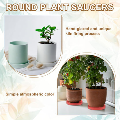 uxcell 2 Pcs Round Plant Saucers, 4 Inch Ceramics Plant Drip Trays for Pots, Heavy Duty Flower Pot Saucers for Indoors and Outdoors, Dark Green