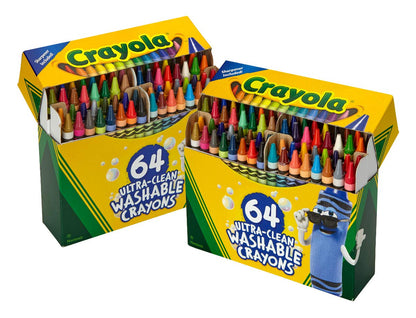 Crayola Washable Crayons for Kids - 64ct (2 Boxes), Classroom Must Haves, Teacher School Supplies Essentials, Bulk Crayons for Toddlers [Amazon Exclusive]