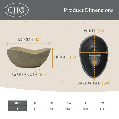 Classic Home and Garden Arc Unique Planter Bowl w/Drain Plug - UV Resistant Shallow Planter - Modern Plant Pot for Herbs (12” Desert)