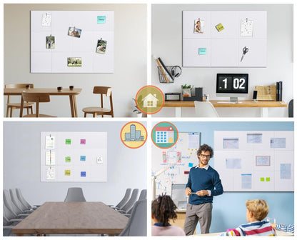 G Gamit 0.47" Thick Felt Pin Board 36"x24" Large Cork Board Alternative 6 Pack 11.81"x11.81"Felt Bulletin Board Wall Tiles Notice Board with 30 Pushpins for Home Office School(Fine-White)