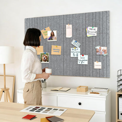 15 Pack Felt Bulletin Board, 35" x 59" Large Grey Pinboard with 30 Push Pins, Felt Pin Board, Self-Adhesive Cork Board Tiles for Home, Office Walls, School Classroom Message Photos Display